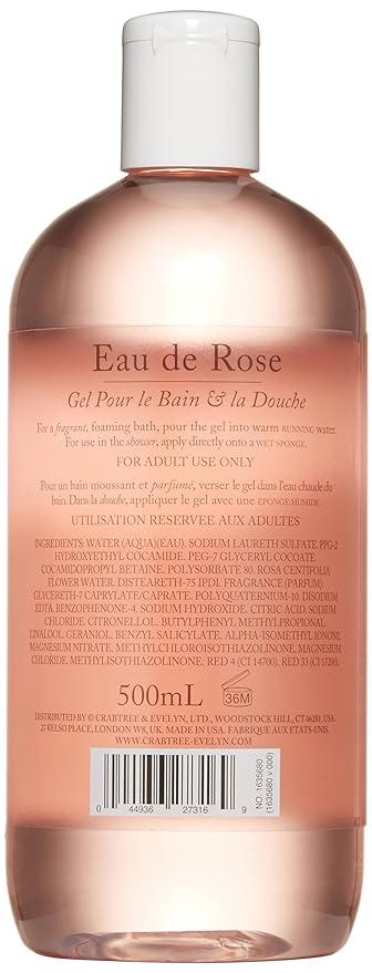 Crabtree & Evelyn Bath and Shower Gel, Rosewater, 16.9 FlOz 