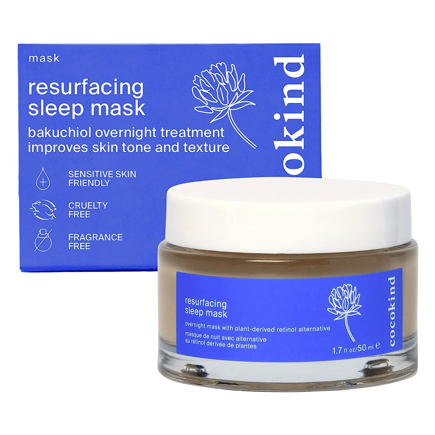 Cocokind Resurfacing Sleep Mask, Retinol Alternative Face Mask and Night Cream 