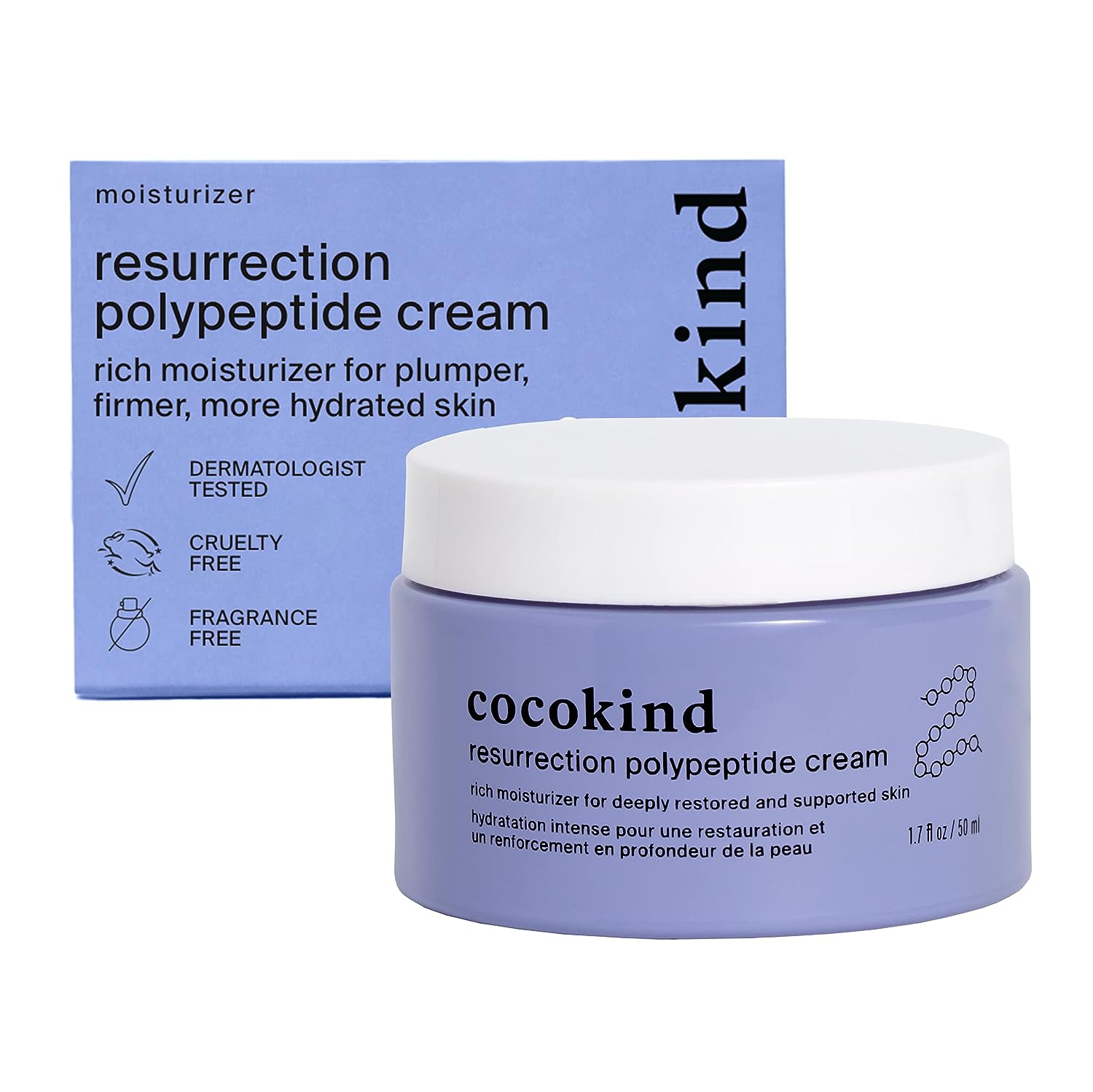 Cocokind Resurrection Polypeptide Cream, Hydrating Face Moisturizer with Anti Aging Skin Repair Cream for Dry Skin, 1.7 fl oz